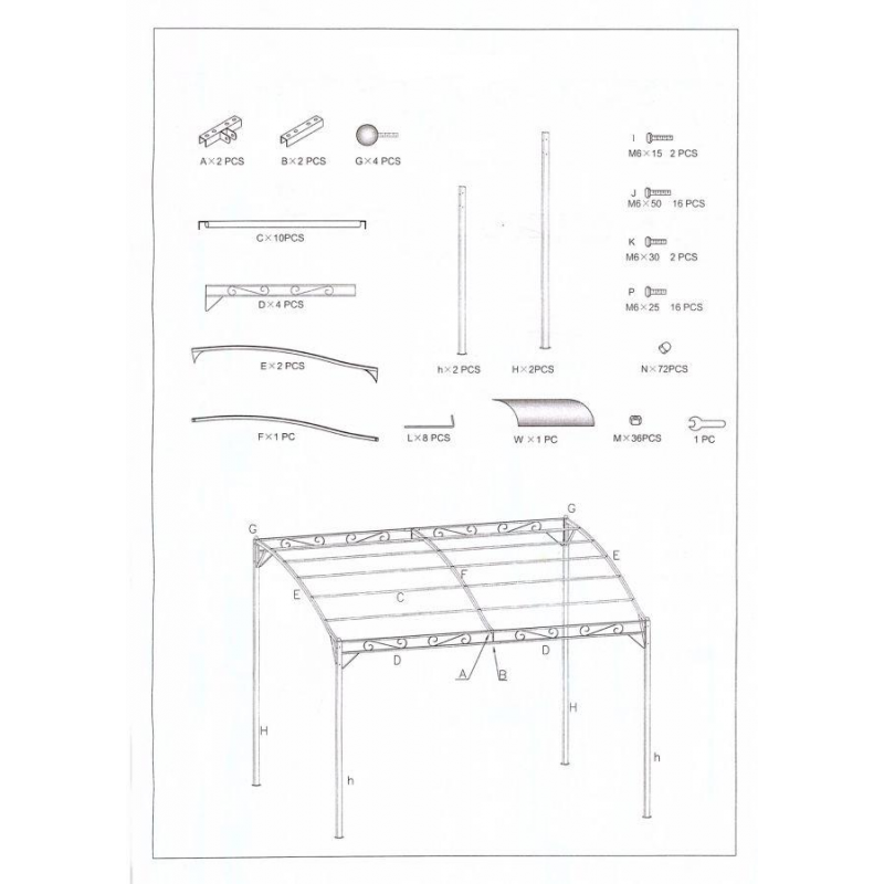 Gazebo georgia 2,5x3mt h2,5/2 acciaio