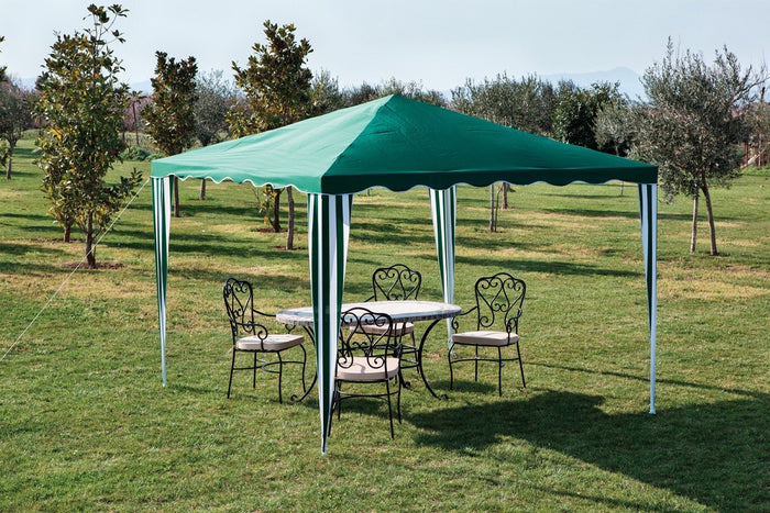 Gazebo in ferro con top in poliestere cm 300x300x250h colore verde - Arredo Giardino