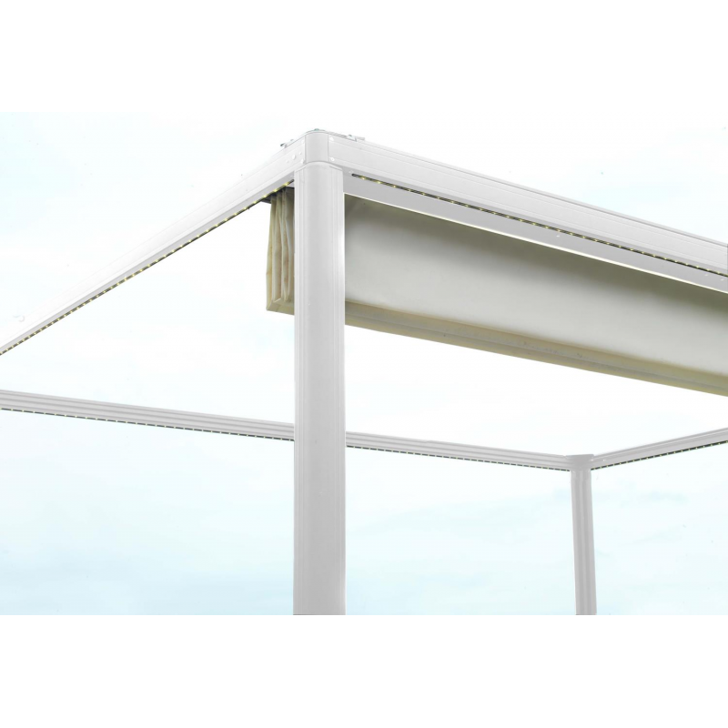 Gazebo pergola alluminio milwaukee bianco con telo elettrico m3x3h2,3