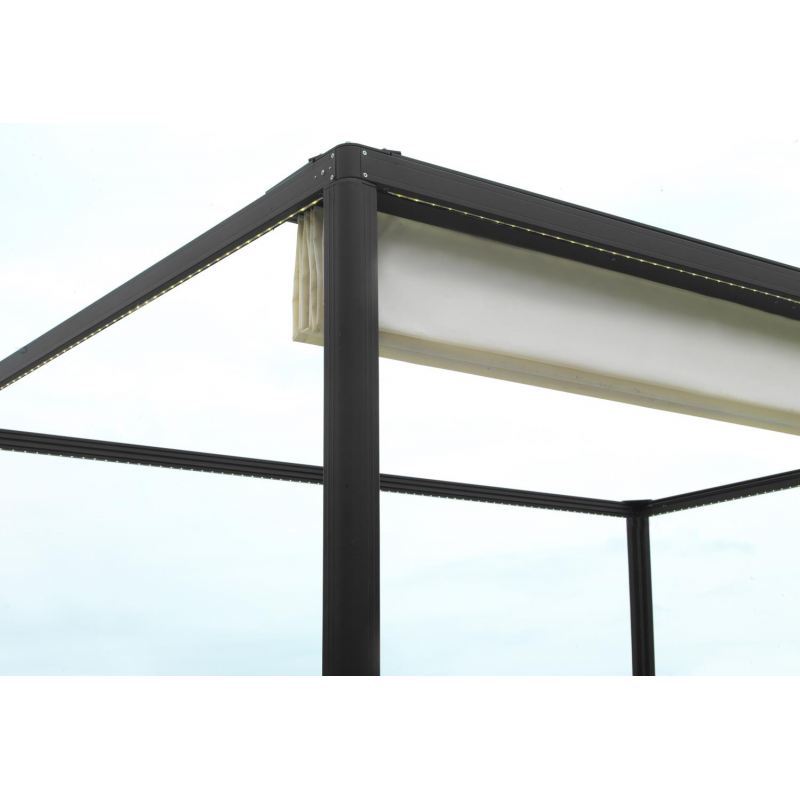 Gazebo pergola alluminio Milwaukee nerocon telo elettrico m3x3h2,3
