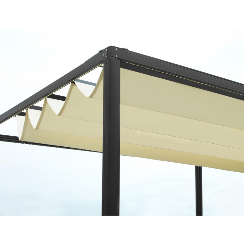 Gazebo pergola alluminio Milwaukee nerocon telo elettrico m3x3h2,3