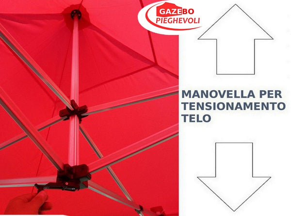 Gazebo 3x6 m rosso SENZA laterali pieghevole alluminio piantone esagonale 45mm portatile estendibile richiudibile estensibile acciaio per fiere eventi stand chiosco tenda tendone mercato mercatino    