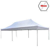 Gazebo 3x6 m bianco SENZA laterali pieghevole alluminio piantone esagonale 45mm portatile estendibile richiudibile estensibile acciaio per fiere eventi stand chiosco tenda tendone mercato mercatino    
