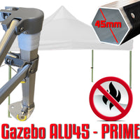 Gazebo 3x3 m bianco certificato IGNIFUGO SENZA laterali pieghevole alluminio piantone esagonale 45mm portatile estendibile richiudibile estensibile acciaio per fiere eventi stand chiosco tenda tendone mercato mercatino    