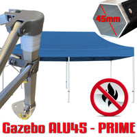 Gazebo 3x6 m blu certificato IGNIFUGO SENZA laterali pieghevole alluminio piantone esagonale 45mm portatile estendibile richiudibile estensibile acciaio per fiere eventi stand chiosco tenda tendone mercato mercatino    