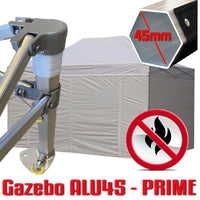 Gazebo 3x6 m bianco certificato IGNIFUGO pieghevole alluminio piantone esagonale 45mm portatile estendibile richiudibile estensibile acciaio con laterali per fiere eventi stand chiosco tenda tendone mercato mercatino