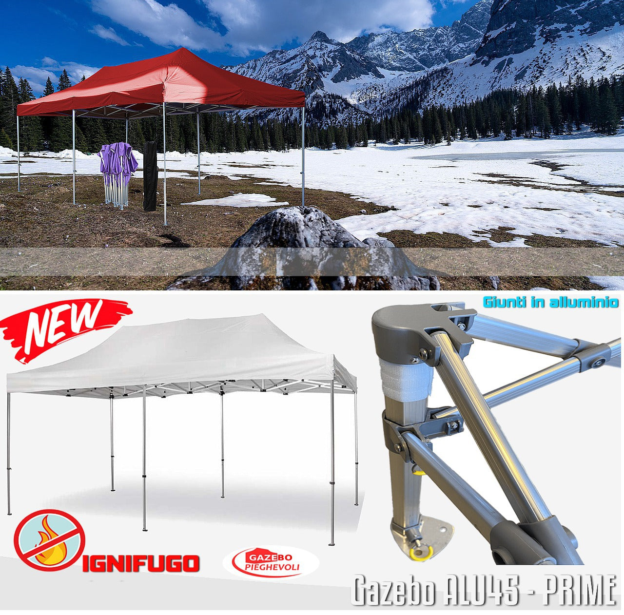 Gazebo 3x6 m verde certificato IGNIFUGO SENZA laterali pieghevole alluminio piantone esagonale 45mm portatile estendibile richiudibile estensibile acciaio per fiere eventi stand chiosco tenda tendone mercato mercatino    