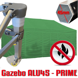 Gazebo 3x6 m verde certificato IGNIFUGO pieghevole alluminio piantone esagonale 45mm portatile estendibile richiudibile estensibile acciaio con laterali per fiere eventi stand chiosco tenda tendone mercato mercatino    