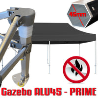 Gazebo 3x6 m nero certificato IGNIFUGO SENZA laterali pieghevole alluminio piantone esagonale 45mm portatile estendibile richiudibile estensibile acciaio per fiere eventi stand chiosco tenda tendone mercato mercatino    