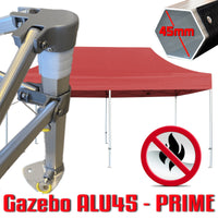 Gazebo 3x6 m rosso certificato IGNIFUGO SENZA laterali pieghevole alluminio piantone esagonale 45mm portatile estendibile richiudibile estensibile acciaio per fiere eventi stand chiosco tenda tendone mercato mercatino    