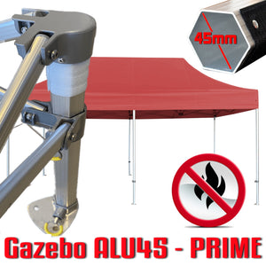 Gazebo 3x6 m rosso certificato IGNIFUGO SENZA laterali pieghevole alluminio piantone esagonale 45mm portatile estendibile richiudibile estensibile acciaio per fiere eventi stand chiosco tenda tendone mercato mercatino    