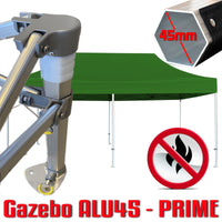 Gazebo 3x6 m verde certificato IGNIFUGO SENZA laterali pieghevole alluminio piantone esagonale 45mm portatile estendibile richiudibile estensibile acciaio per fiere eventi stand chiosco tenda tendone mercato mercatino    