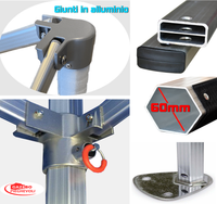 Gazebo 4x6 m bianco certificato IGNIFUGO pieghevole alluminio piantone esagonale 60mm portatile estendibile richiudibile estensibile acciaio con laterali per fiere eventi stand chiosco tenda tendone mercato mercatino    