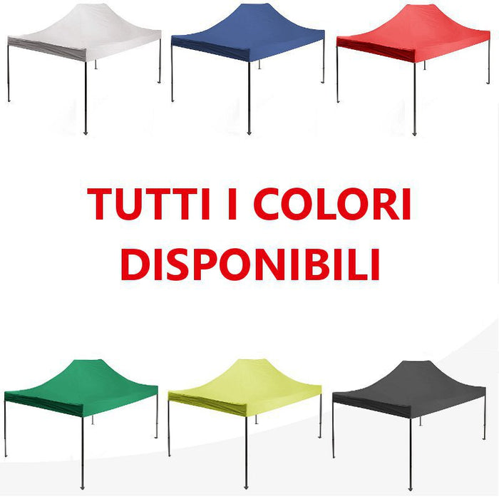 Gazebo 3x4,5 m rosso pieghevole portatile estendibile richiudibile estensibile acciaio SENZA laterali per fiere eventi stand chiosco tenda tendone mercato mercatino  