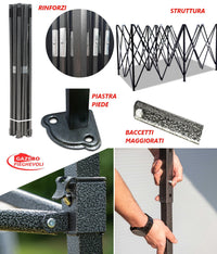 Gazebo 3x6 m bianco pieghevole portatile estendibile richiudibile estensibile acciaio con laterali per fiere eventi stand chiosco tenda tendone mercato mercatino  