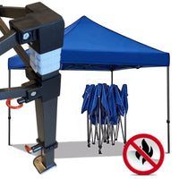 Gazebo 3x3m blu certificato IGNIFUGO SENZA laterali pieghevole portatile estendibile richiudibile estensibile acciaio per fiere eventi stand chiosco tenda tendone mercato mercatino  