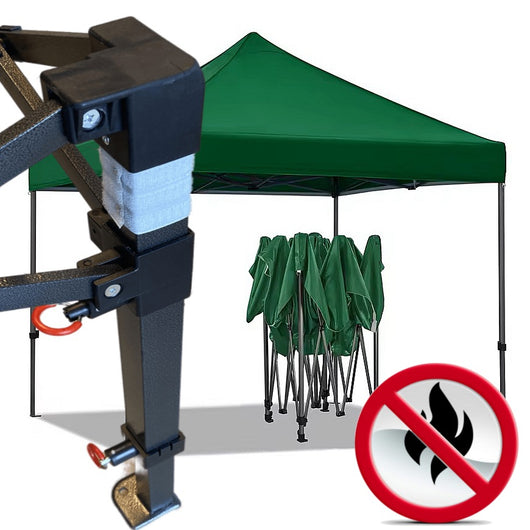 Gazebo 3x3m verde certificato IGNIFUGO SENZA laterali pieghevole portatile estendibile richiudibile estensibile acciaio per fiere eventi stand chiosco tenda tendone mercato mercatino  