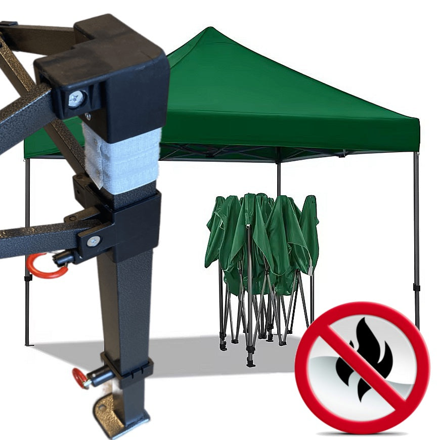 Gazebo 3x3m verde certificato IGNIFUGO SENZA laterali pieghevole portatile estendibile richiudibile estensibile acciaio per fiere eventi stand chiosco tenda tendone mercato mercatino  