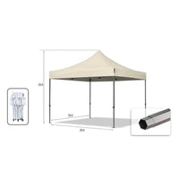 Trade Shop - Gazebo Pieghevole Giardino 3x3x3mt Tenda Telo Beige Padiglione Mercati Sagre 222713 -        