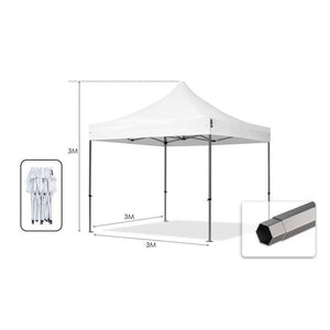 Trade Shop - Gazebo Pieghevole Giardino 3x3x3mt Tenda Telo Bianco Padiglione Mercati Sagre 222715 -        