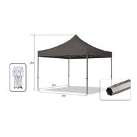 Trade Shop - Gazebo Pieghevole Giardino 3x3x3mt Tenda Telo Grigio Padiglione Mercati Sagre 222714 -        