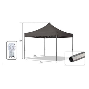 Trade Shop - Gazebo Pieghevole Giardino 3x3x3mt Tenda Telo Grigio Padiglione Mercati Sagre 222714 -        