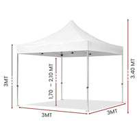 Gazebo richiudibile in alluminio professionale struttura esagonale MARKET-PRO 3X3 Bianco impermeabile