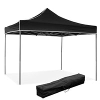 Gazebo Richiudibile Pieghevole 3X3 Nero Ricoperto in Pvc Impermeabile