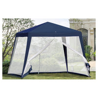 Trade Shop - Gazebo Tenda Da Giardino Resistente Removibile 2.5x2.4x3mt Blu Con Zanzariera 222709 -        