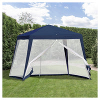 Trade Shop - Gazebo Tenda Da Giardino Resistente Removibile 2.5x2.4x3mt Blu Con Zanzariera 222709 -        
