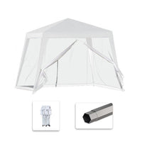 Trade Shop - Gazebo Tenda Da Giardino Resistente Removibile 2.5x2.4x3mt Bianco Con Zanzariera 222708 -        
