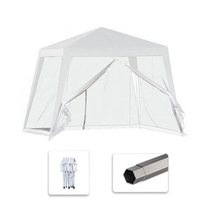 Trade Shop - Gazebo Tenda Da Giardino Resistente Removibile 2.5x2.4x3mt Bianco Con Zanzariera 222708 -        