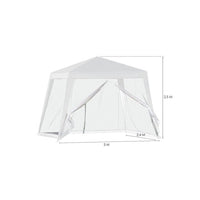 Trade Shop - Gazebo Tenda Da Giardino Resistente Removibile 2.5x2.4x3mt Bianco Con Zanzariera 222708 -        