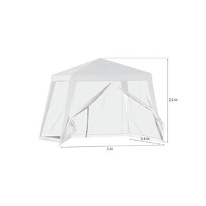 Trade Shop - Gazebo Tenda Da Giardino Resistente Removibile 2.5x2.4x3mt Bianco Con Zanzariera 222708 -        