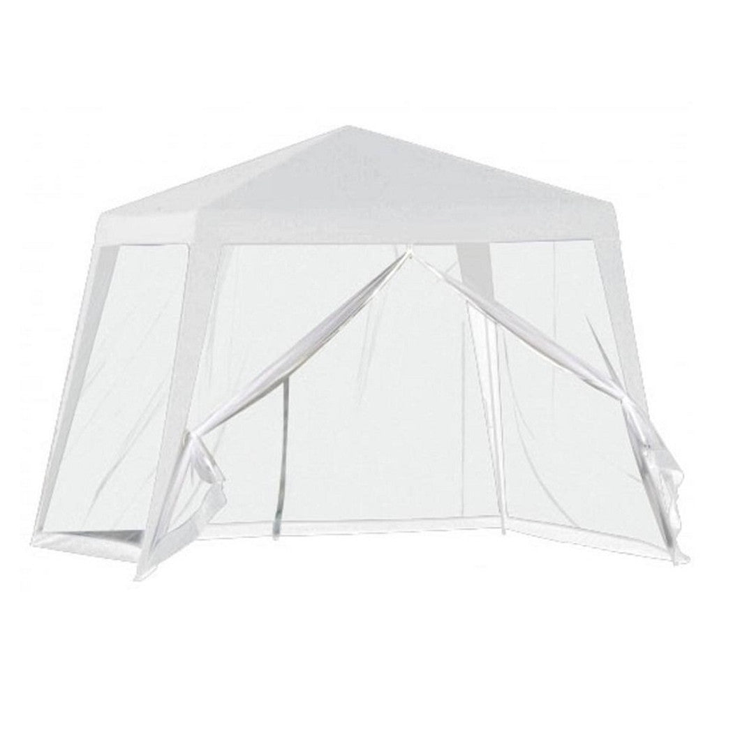 Trade Shop - Gazebo Tenda Da Giardino Resistente Removibile 2.5x2.4x3mt Bianco Con Zanzariera 222708 -        