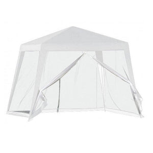 Trade Shop - Gazebo Tenda Da Giardino Resistente Removibile 2.5x2.4x3mt Bianco Con Zanzariera 222708 -        