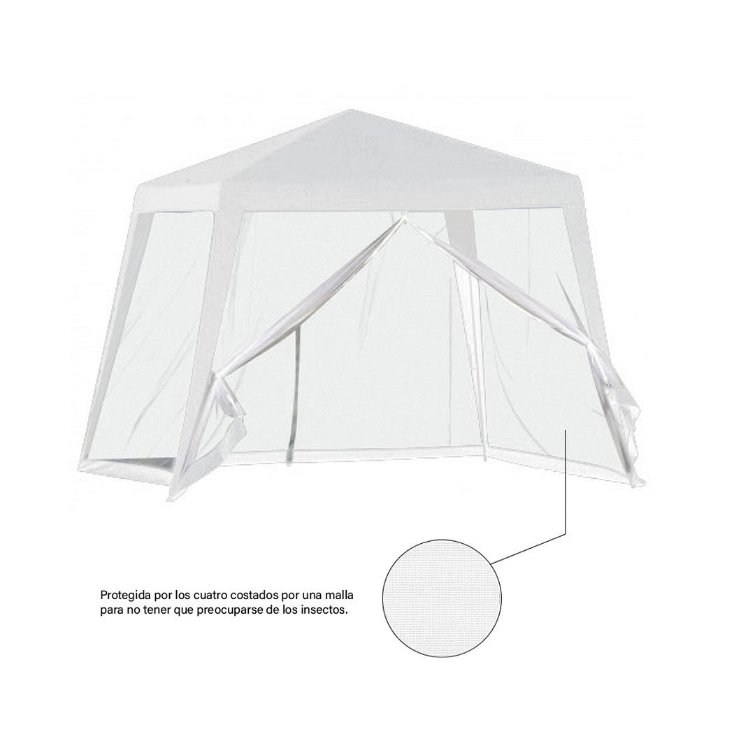 Trade Shop - Gazebo Tenda Da Giardino Resistente Removibile 2.5x2.4x3mt Bianco Con Zanzariera 222708 -        