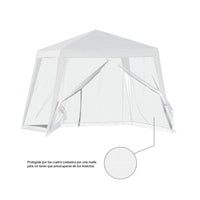 Trade Shop - Gazebo Tenda Da Giardino Resistente Removibile 2.5x2.4x3mt Bianco Con Zanzariera 222708 -        