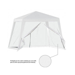 Trade Shop - Gazebo Tenda Da Giardino Resistente Removibile 2.5x2.4x3mt Bianco Con Zanzariera 222708 -        