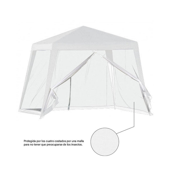 Trade Shop - Gazebo Tenda Da Giardino Resistente Removibile 2.5x2.4x3mt Bianco Con Zanzariera 222708 -        