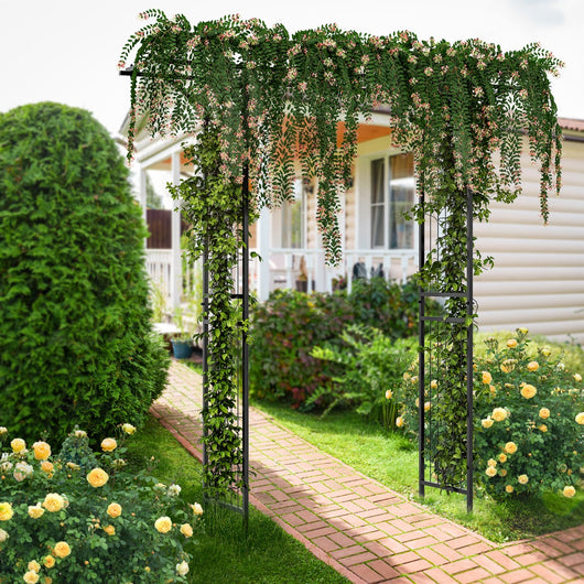 Gazebo da giardino in metallo decorativo con tralicci per piante rampicanti, Arco da giardino 200x52x206cm-Decorazioni da giardino