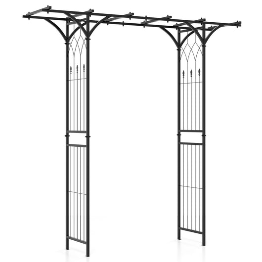Gazebo da giardino in metallo decorativo con tralicci per piante rampicanti, Arco da giardino 200x52x206cm-Decorazioni da giardino