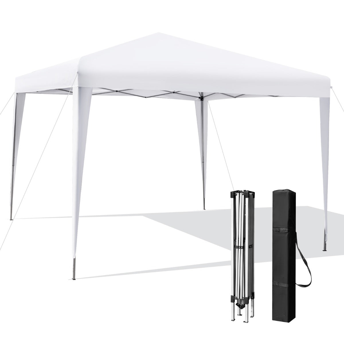 Gazebo da giardino pieghevole 3x3m con borsa da trasporto, Tendone da esterno regolabile in altezza Bianco-Gazebo