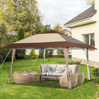 Gazebo da patio 3x3M portatile con ruote e UPF 50+, Tettoia pop-up impermeabile per eventi in cortile Beige-Gazebo