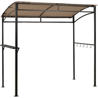 Gazebo per barbecue da 216cm con ripiano ganci e struttura in metallo, Pergola per BBQ da esterno Marrone-Gazebo