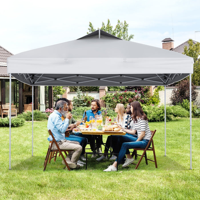 Gazebo pieghevole per patio all'aperto con blocco centrale, Gazebo pop-up da 295 x 295 cm Bianco-Gazebo