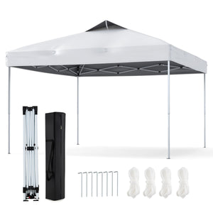 Gazebo pieghevole per patio all'aperto con blocco centrale, Gazebo pop-up da 295 x 295 cm Bianco-Gazebo