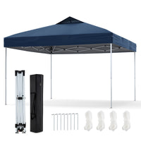 Gazebo pieghevole per patio all'aperto con blocco centrale, Gazebo pop-up da 295 x 295 cm Blu scuro-Gazebo
