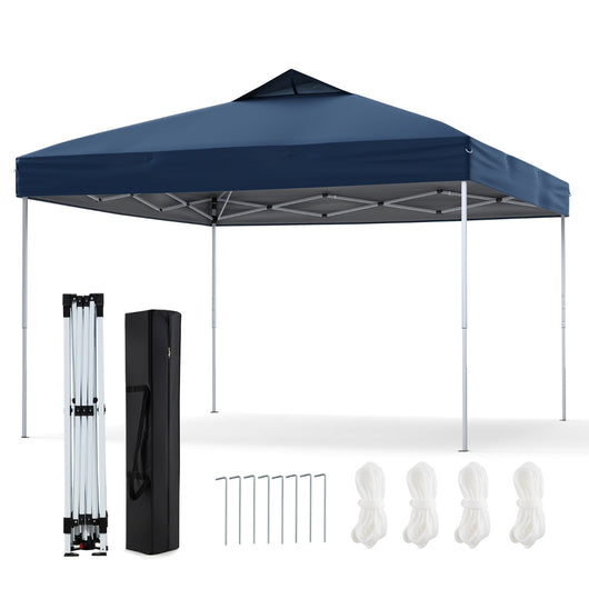 Gazebo pieghevole per patio all'aperto con blocco centrale, Gazebo pop-up da 295 x 295 cm Blu scuro-Gazebo