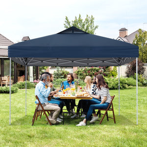 Gazebo pieghevole per patio all'aperto con blocco centrale, Gazebo pop-up da 295 x 295 cm Blu scuro-Gazebo
